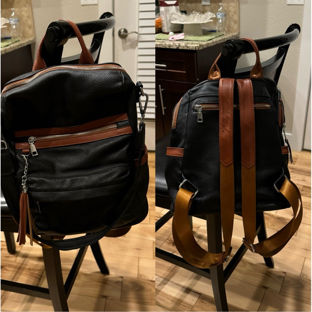 Backpack, Black & Brown w/Tassel